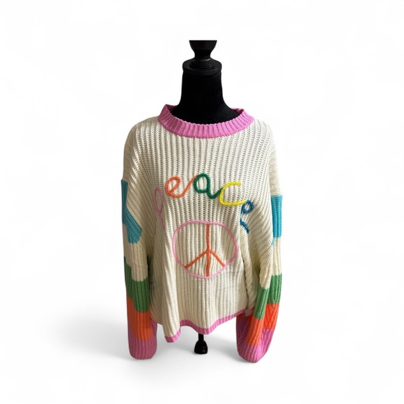 DAVI & DANI Sweaters - DAVI & DANI Multicolor Peace Sweater